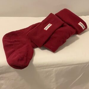 HUNTER Fleece Boot Socks Burgundy M